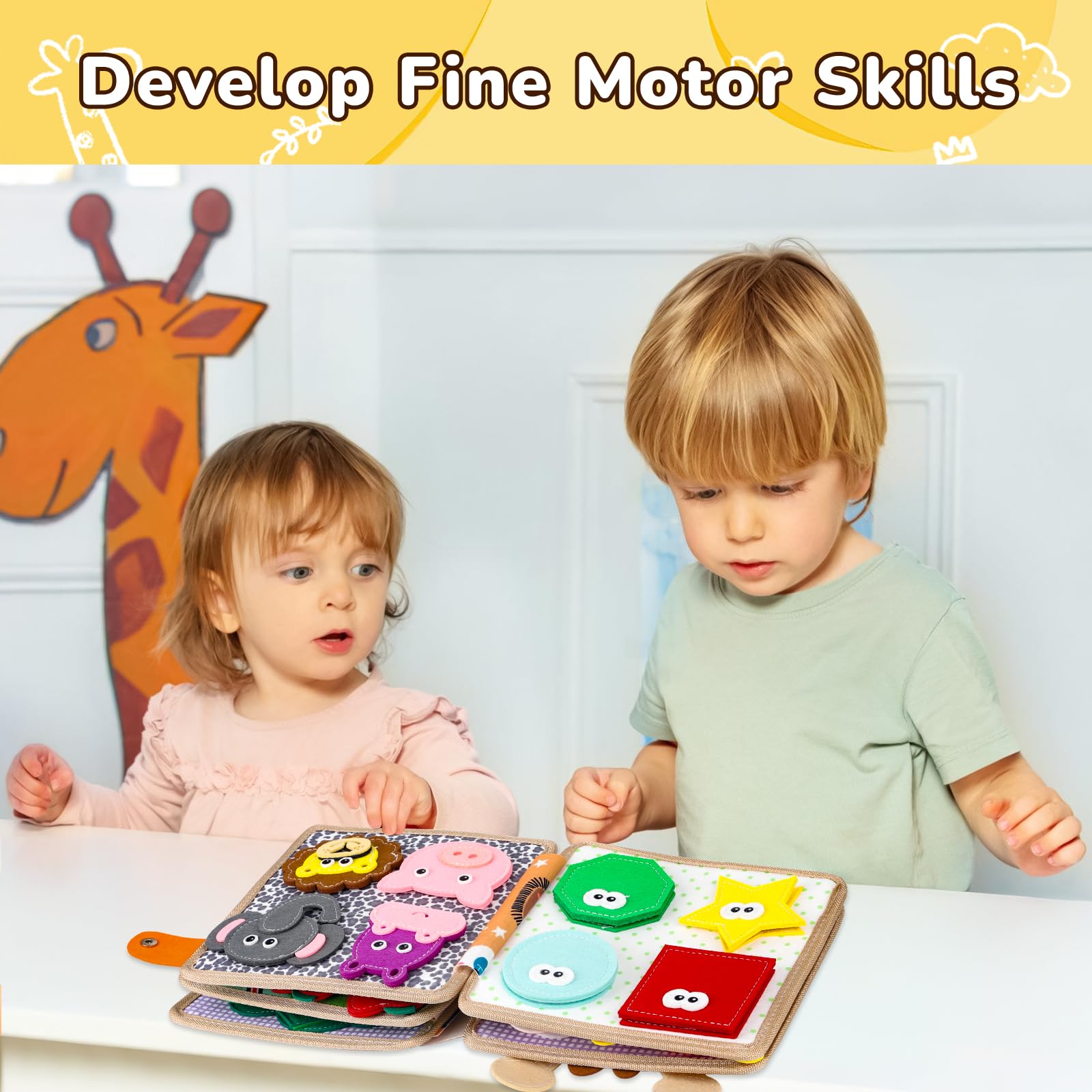 NUOLUTH Busy Book Button page reinforces dexterity through real-life dressing tasks