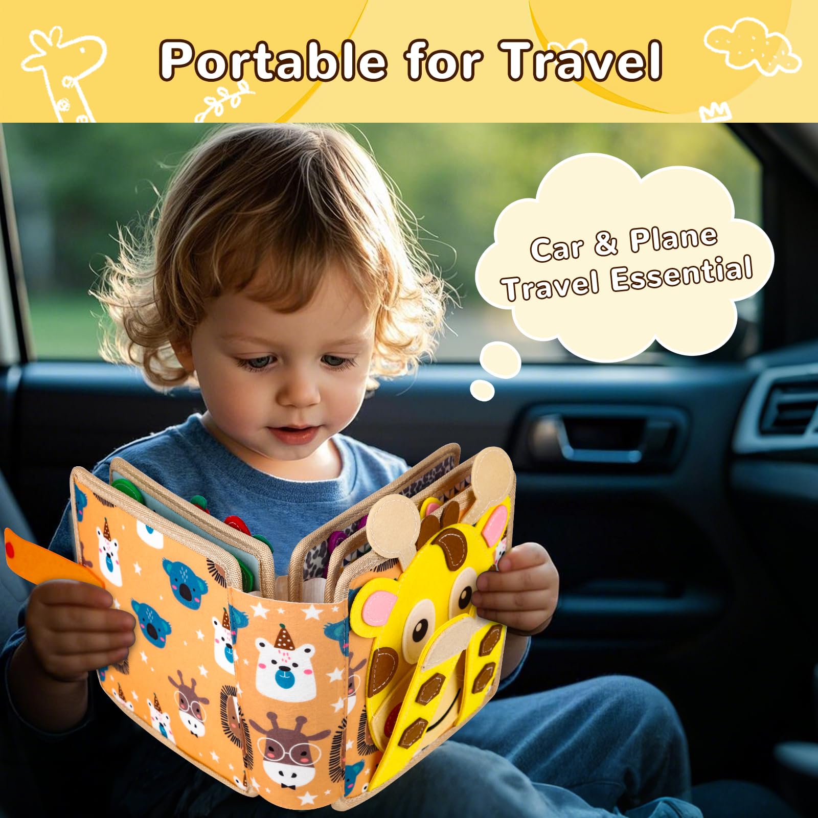 NUOLUTH Busy Book Travel-compact design fits car and plane journeys