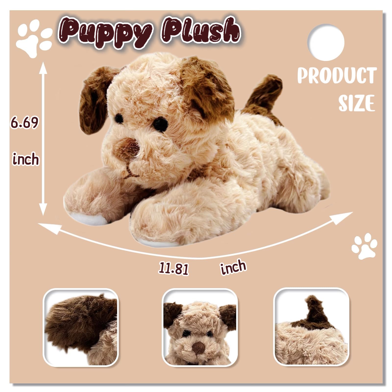 NuomiYue 12-inch black and white puppy plush, ideal as a soft bedtime friend.