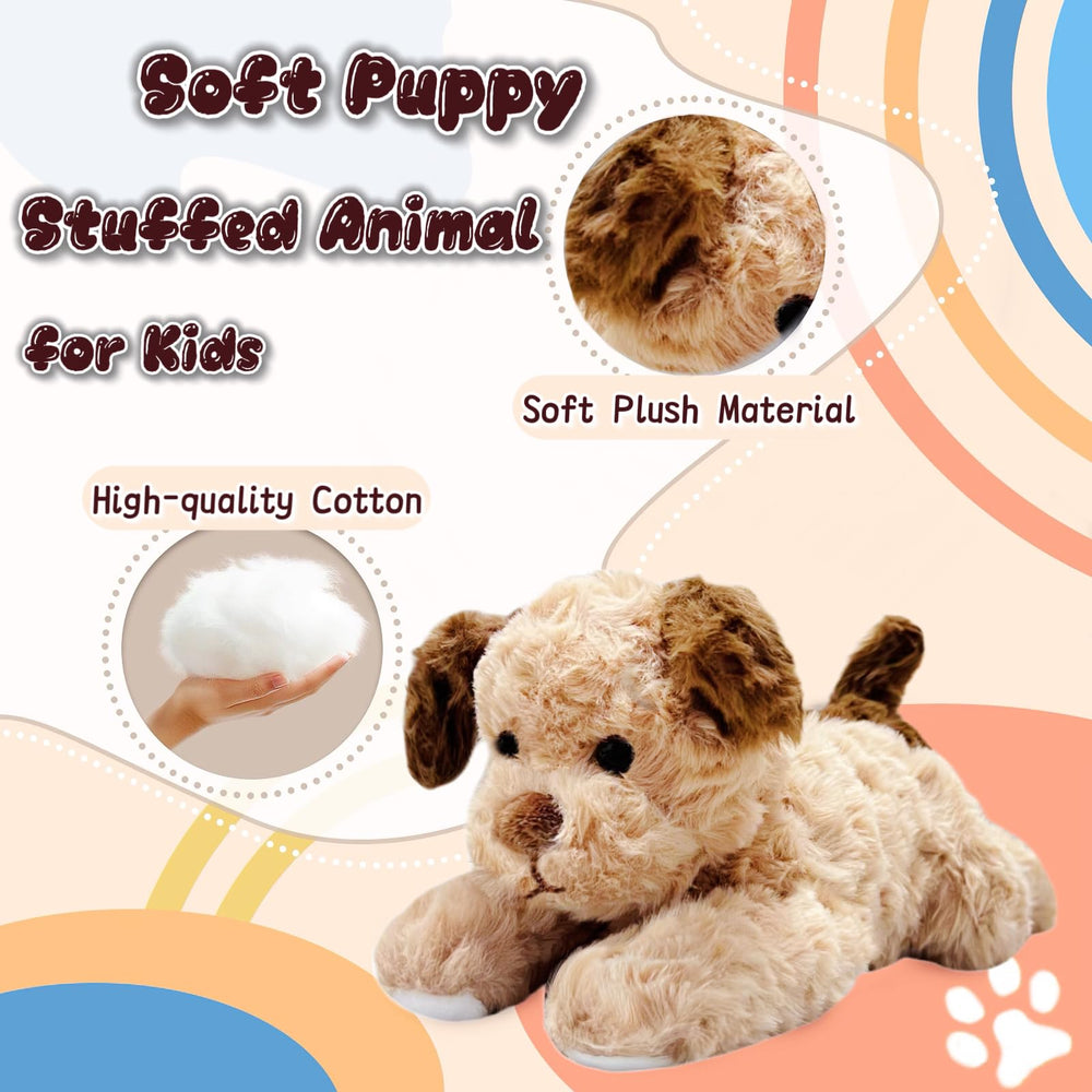 NuomiYue 12-inch brown and white puppy plush, colorful playtime partner.
