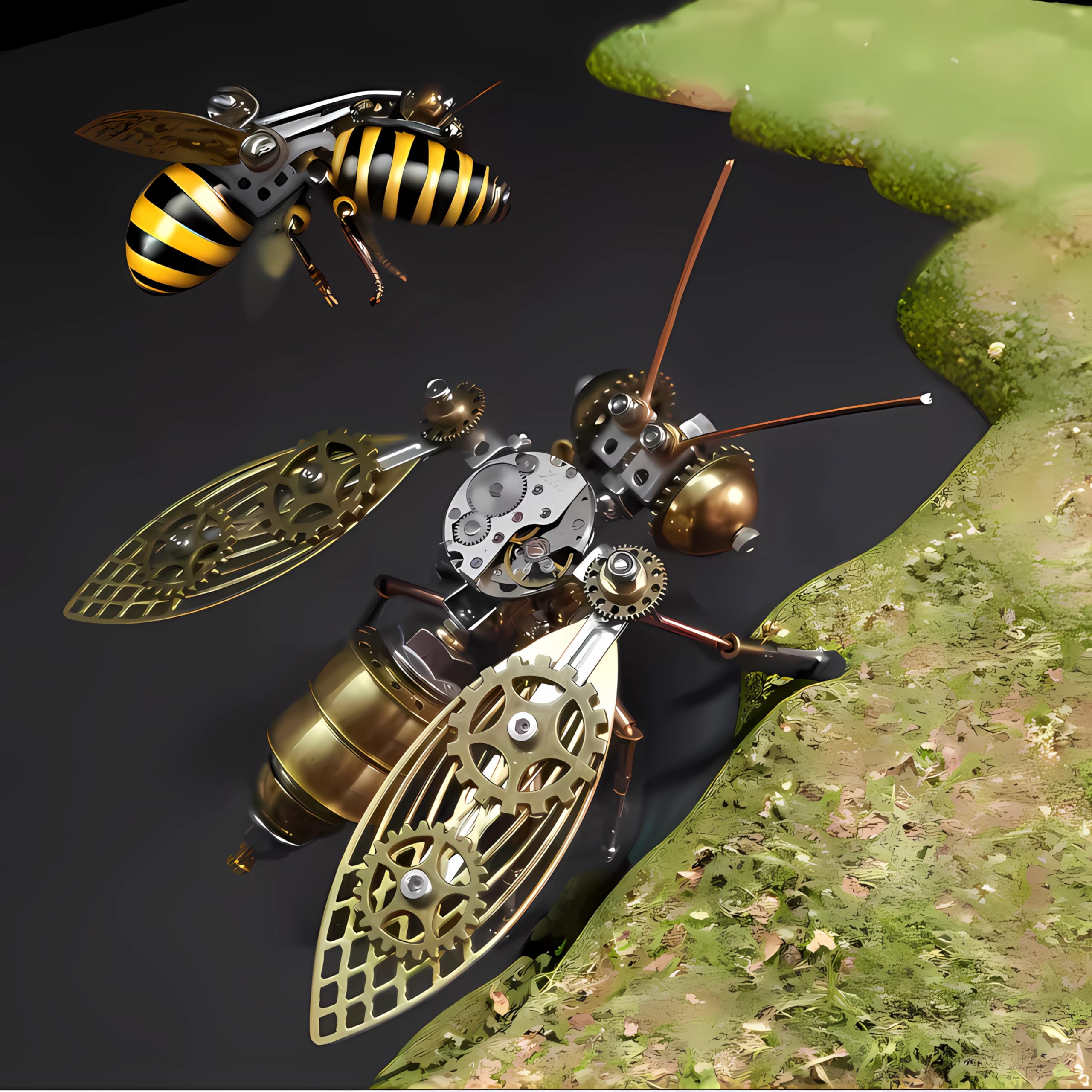 NUOSHANZS Bumblebee desk sculpture showcases decorative steampunk style on workspace.