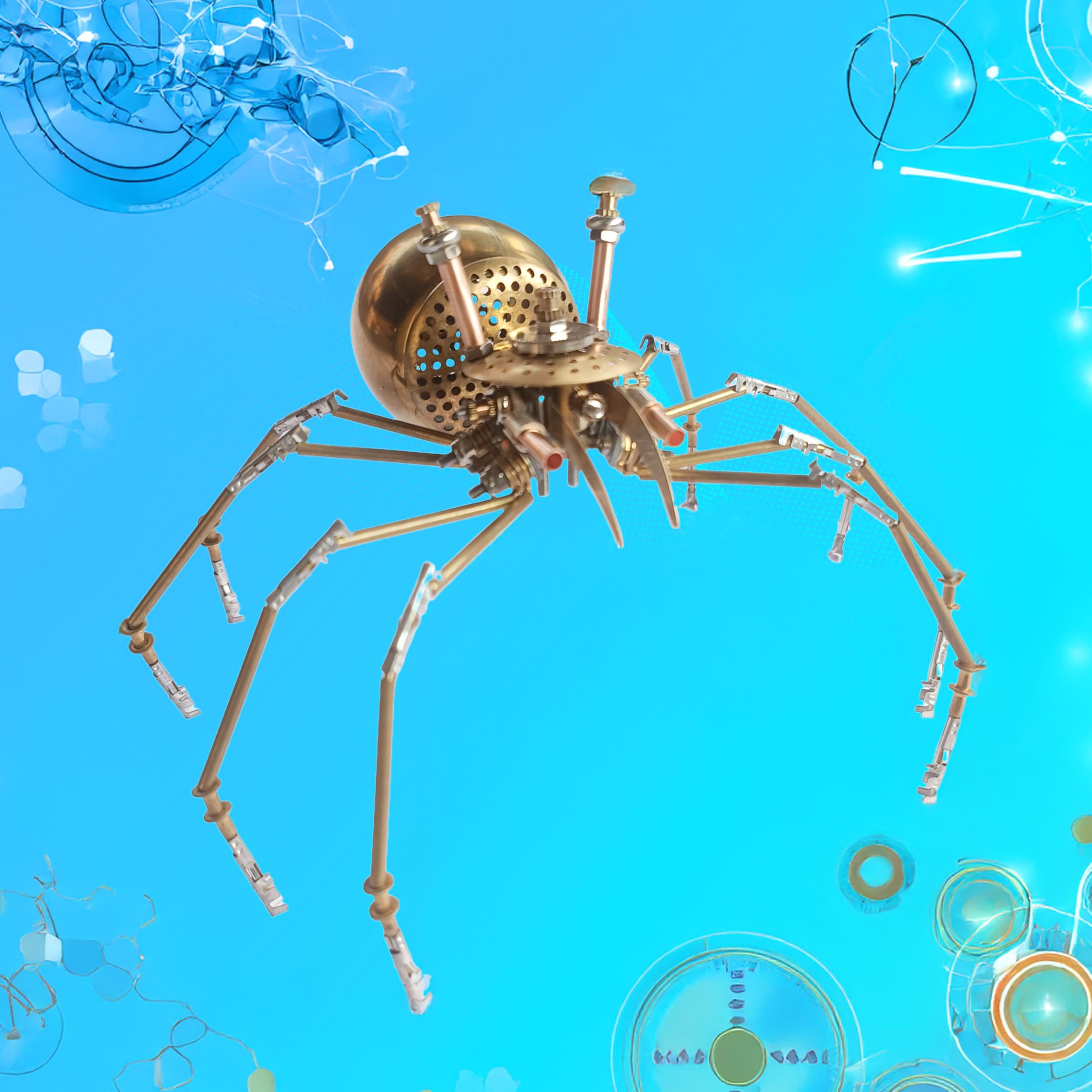 NUOSHANZS Steampunk Golden Spider brass gear detail for visual intrigue