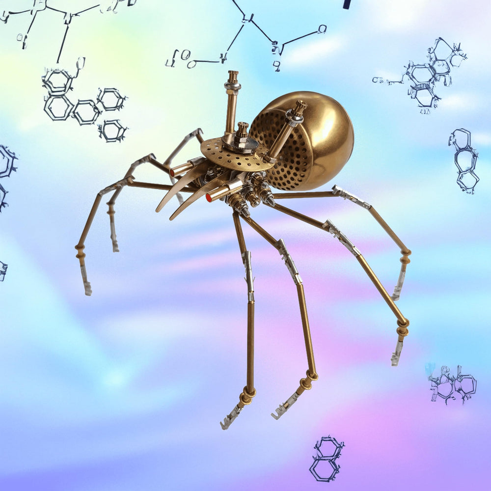 NUOSHANZS Steampunk Golden Spider on a desk display ready to admire