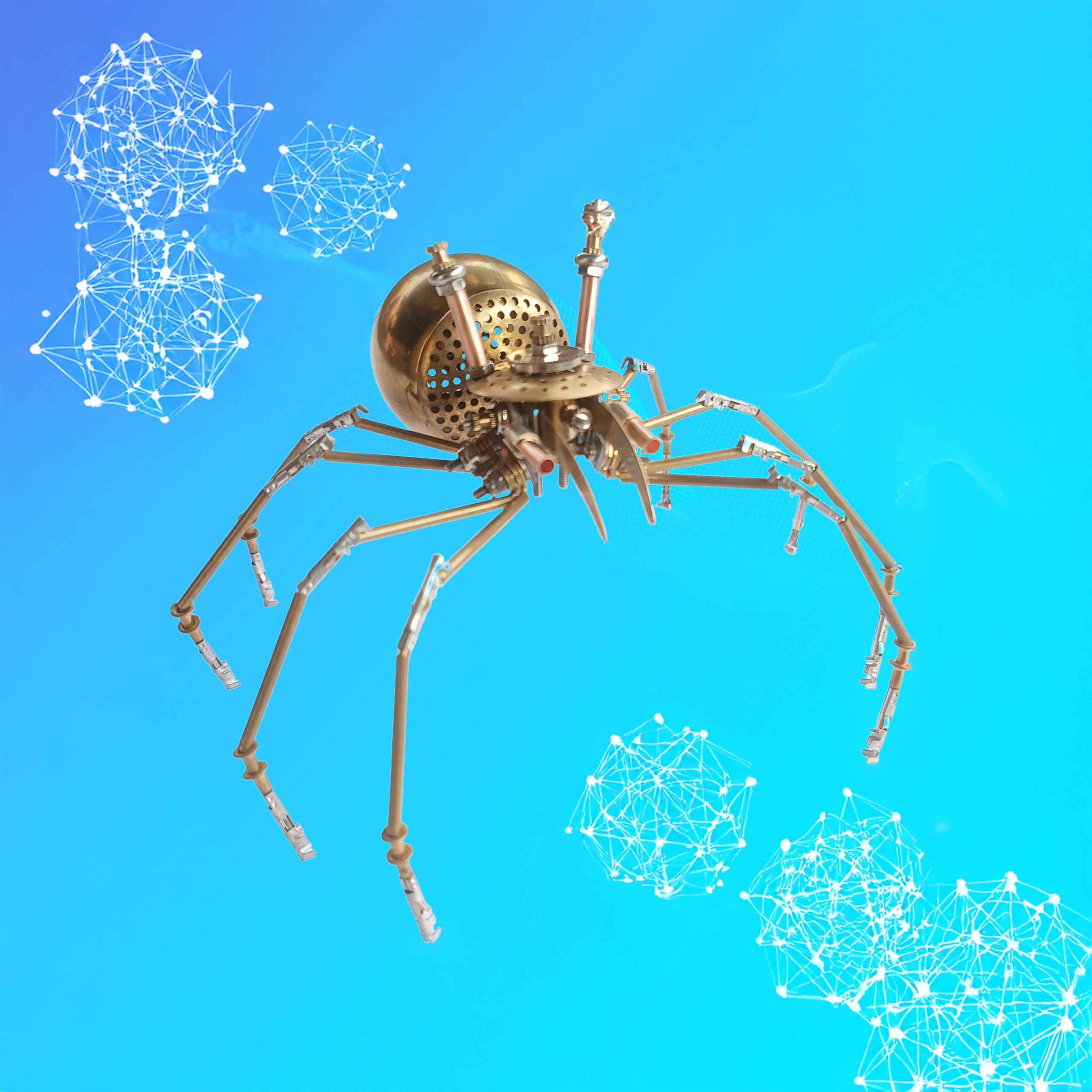 NUOSHANZS Steampunk Golden Spider packaging and kit contents for building