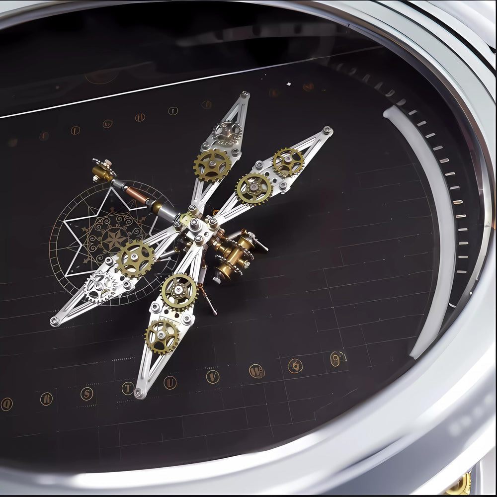 NUOSHANZS steampunk insect model on display with a polished finish