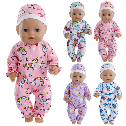 NUOXIXI dolls sharks jumpsuit for 18-inch dolls, easy-to-wear design for quick dress-up