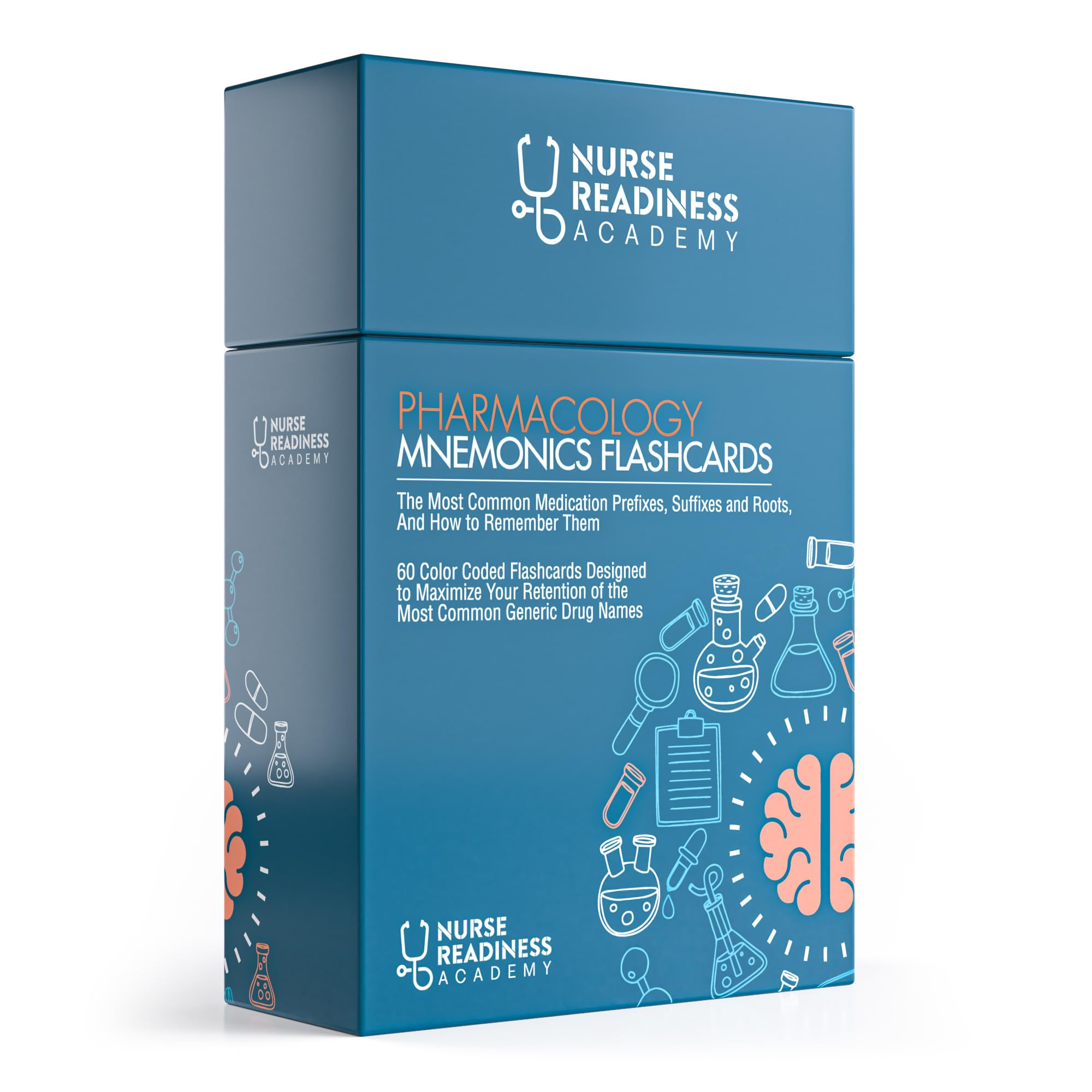 Nurse Readiness Academy 60 mnemonics flashcards help boost memory retention.