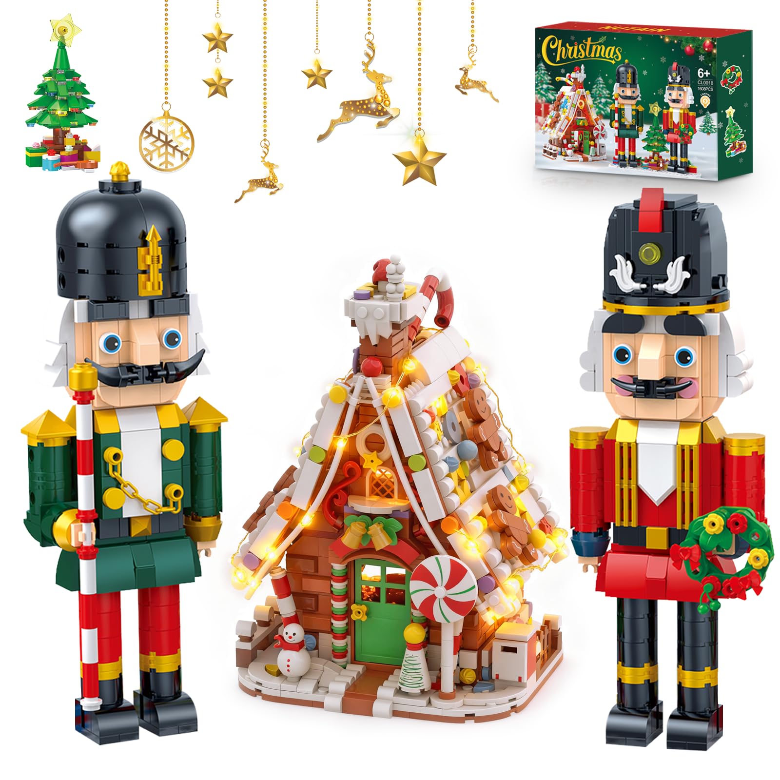 Nutain Christmas Gingerbread House displays a two-story design for festive decor and family fun