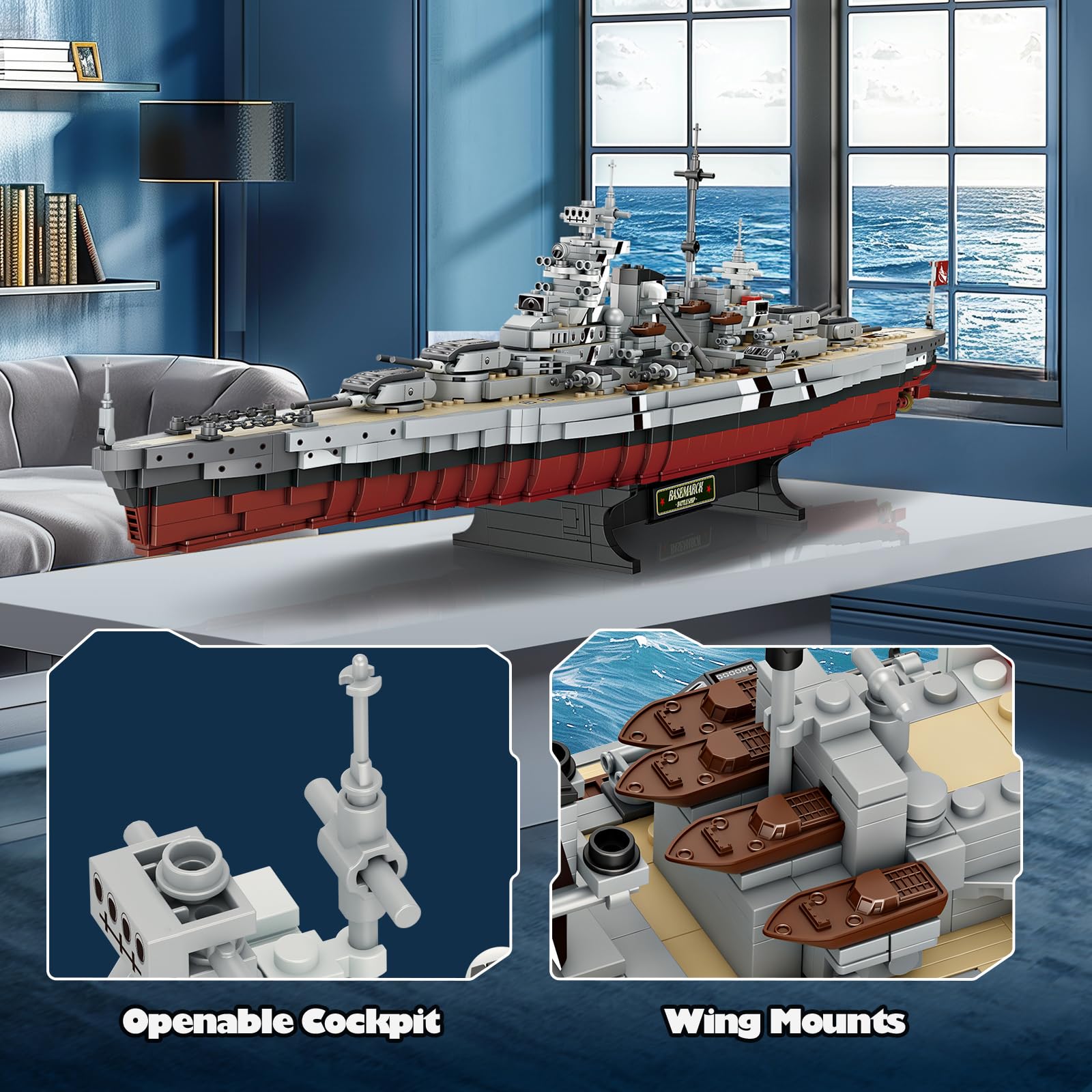Nutcracker Bismarck display stand elevates the model for shelf presentation