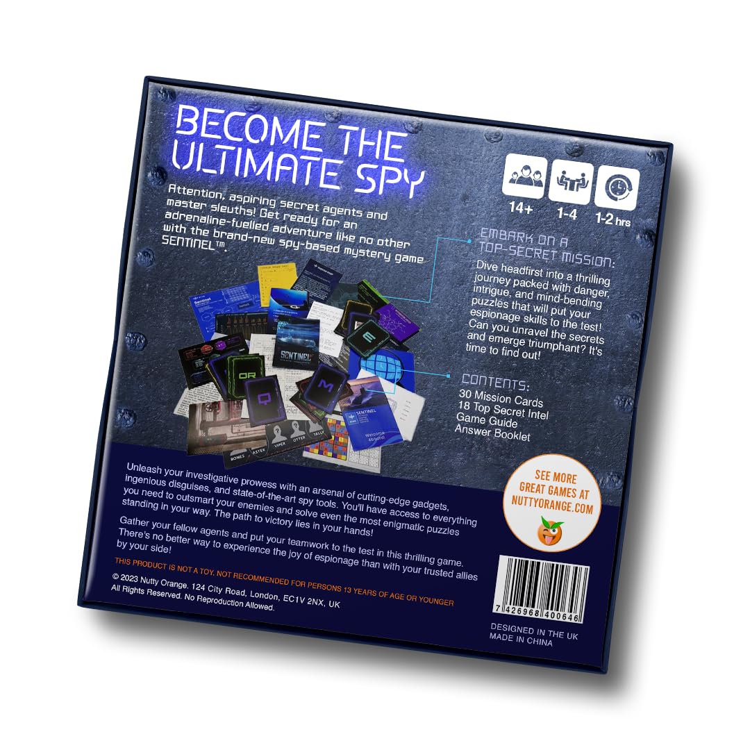Nutty Orange Sentinel microdots and intel photos add authentic spy puzzle touches