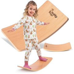Nutty Toys Montessori wooden wobble board front view promoting balance and imagination