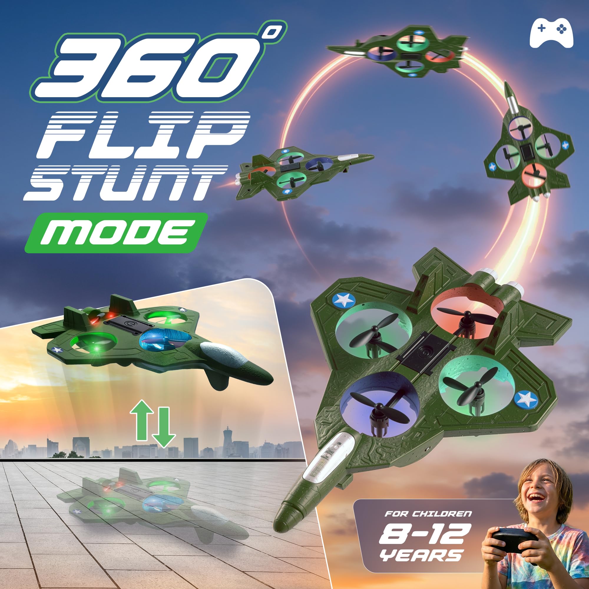 Nutty Toys RC Stunt Airplane three-battery pack extends playtime