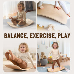 Nutty Toys wooden balance board enabling independent exploration and social play