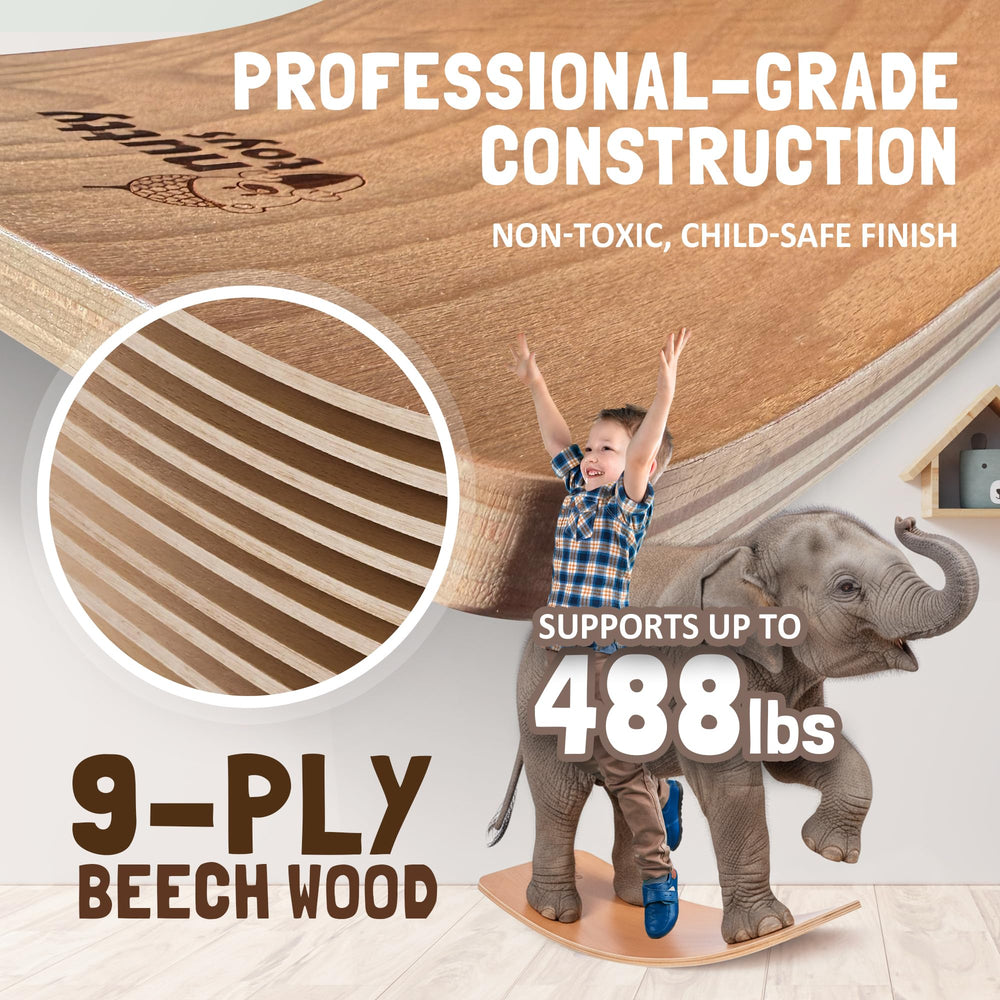 Nutty Toys wobble board with non-toxic finish ensuring safe, durable play