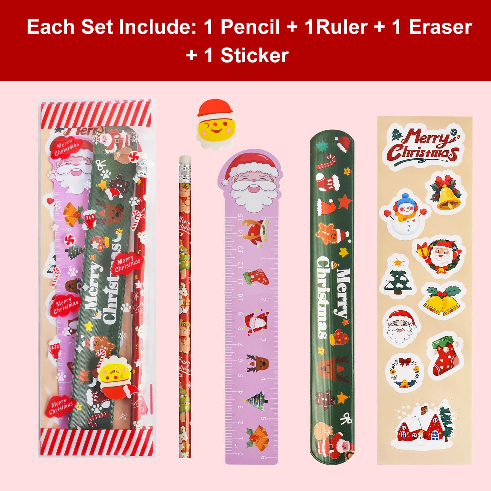 NVAZIOP Christmas rulers in bright designs for tidying up lessons