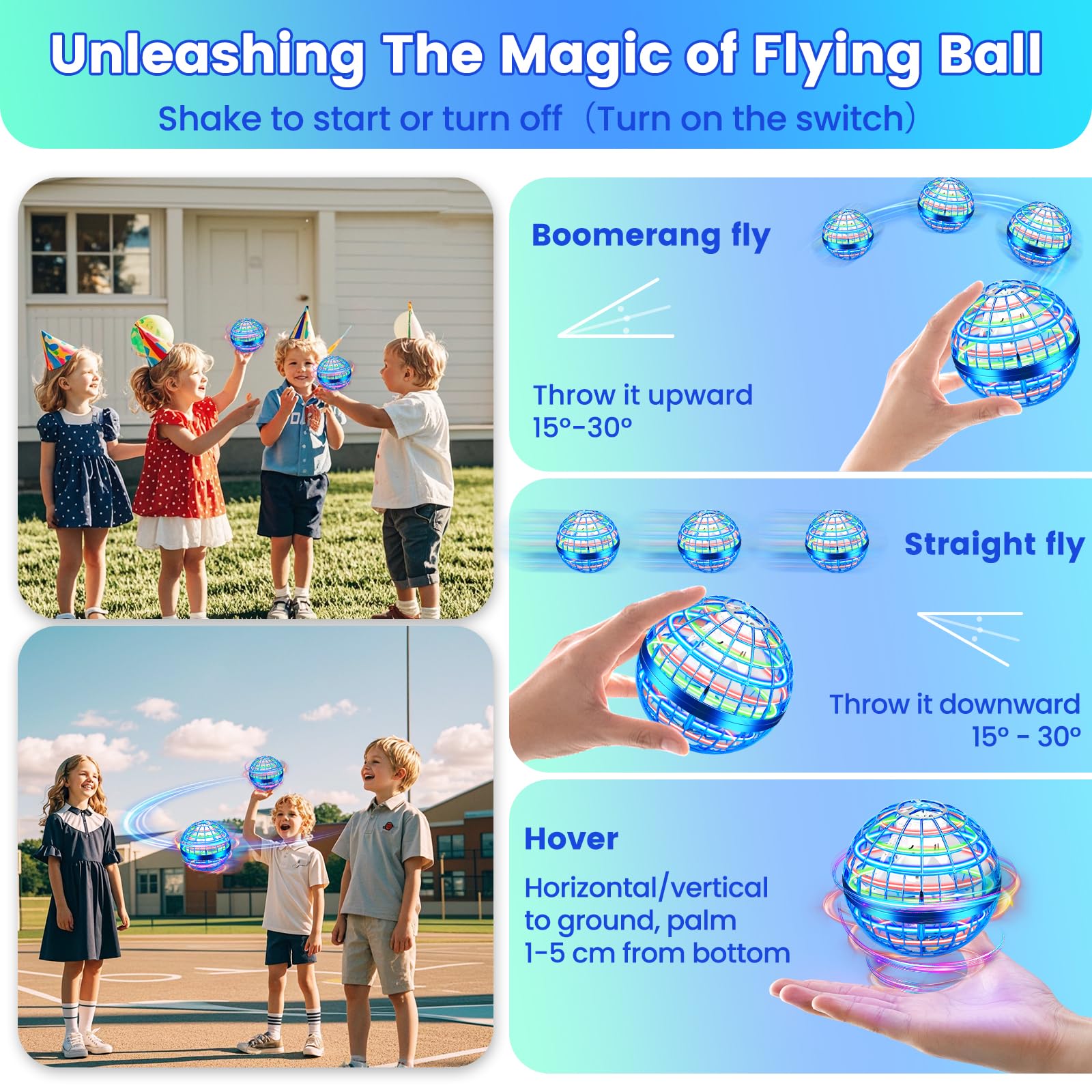 NWLAEWR Flying Orb Ball LED lights create a dazzling color show.