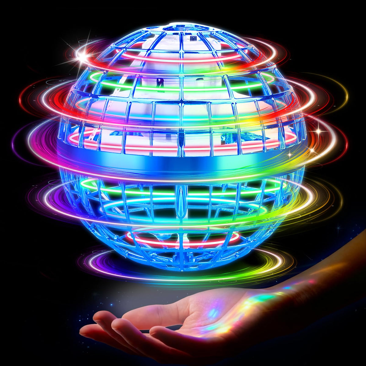 NWLAEWR Flying Orb Ball glows in flight for spectacular nighttime visuals.
