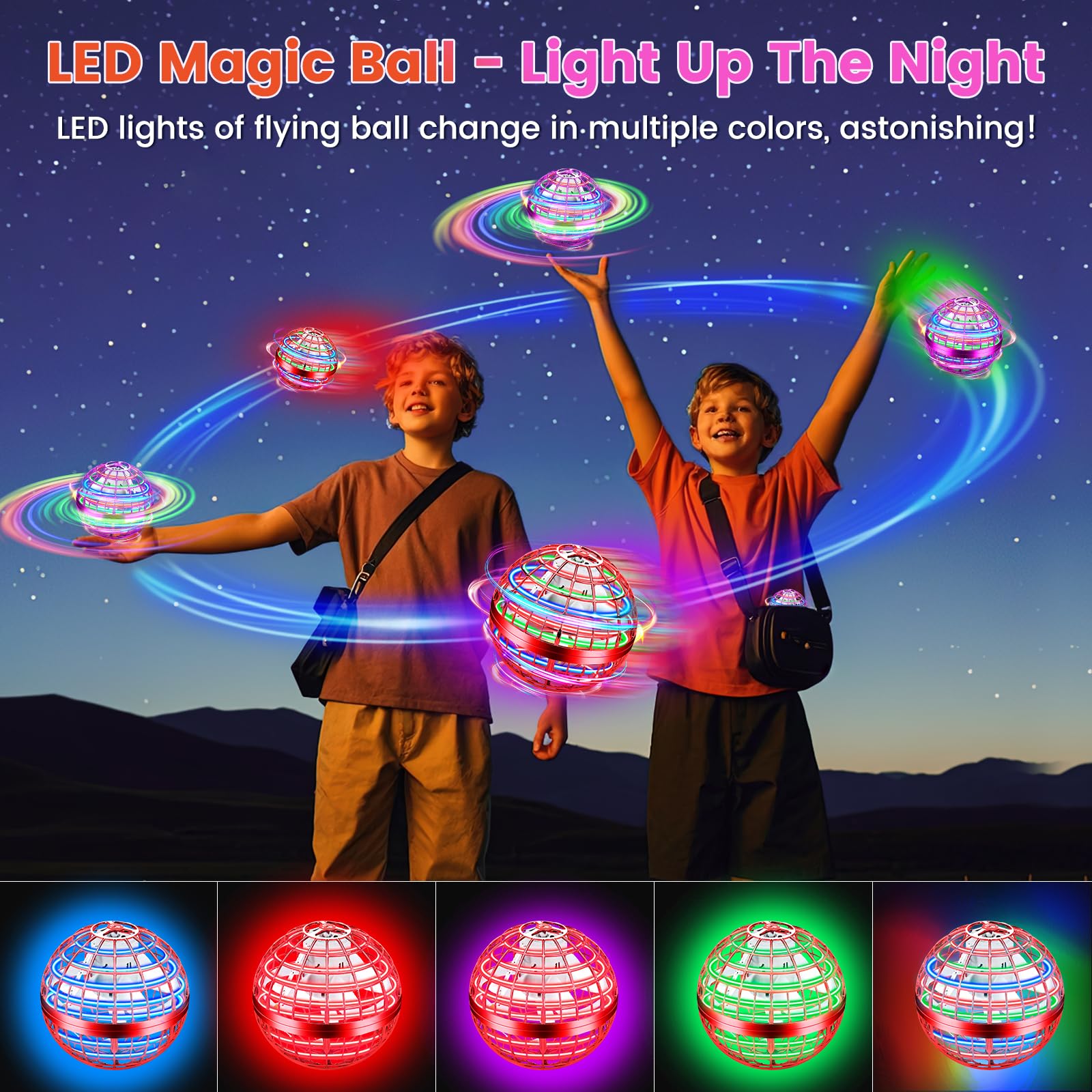 NWLAEWR Flying Orb Ball LED glow enhances nighttime fun and tracking.