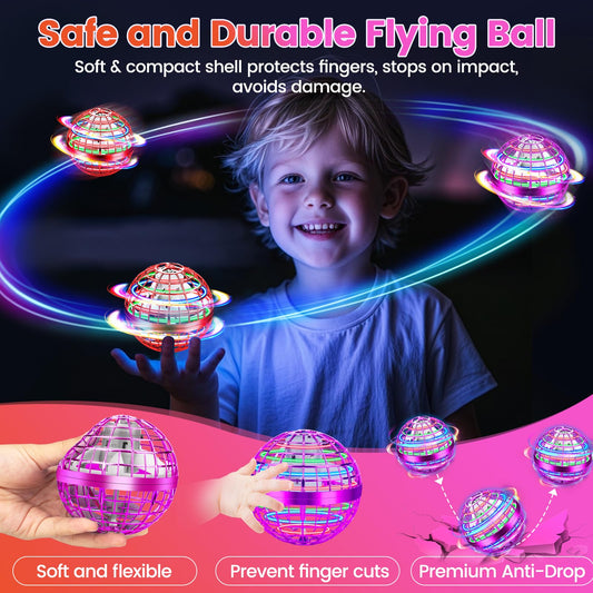 NWLAEWR Flying Orb Ball purple variant with bright LEDs for indoor fun.