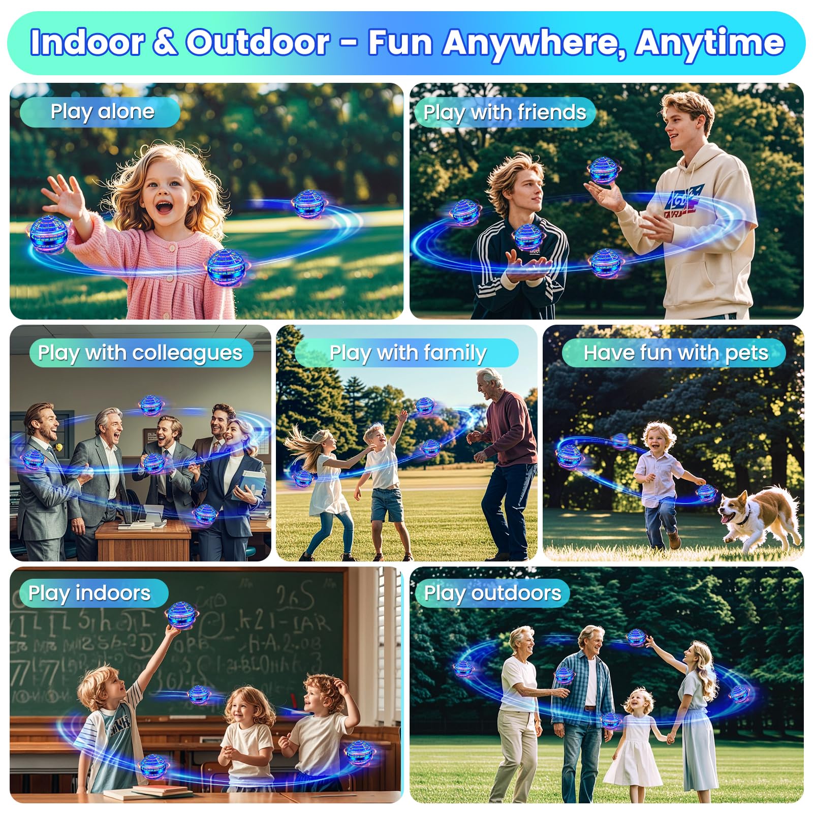 NWLAEWR Flying Orb Ball Toy boomerang flight with 360° rotation.