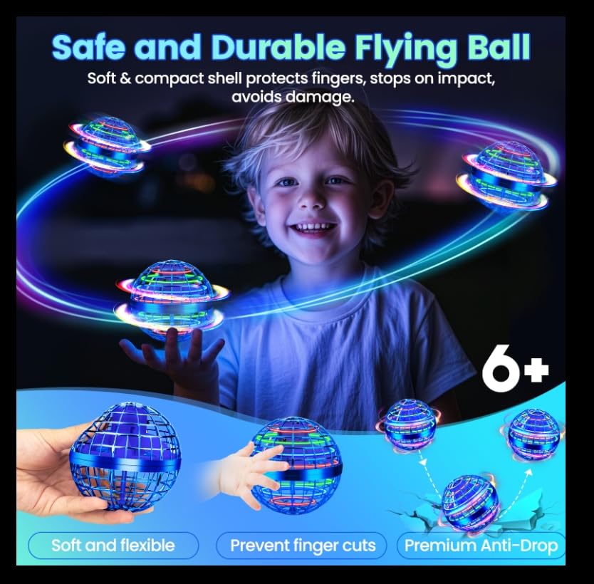 NWLAEWR Flying Orb Ball Toy LED light show during flight.