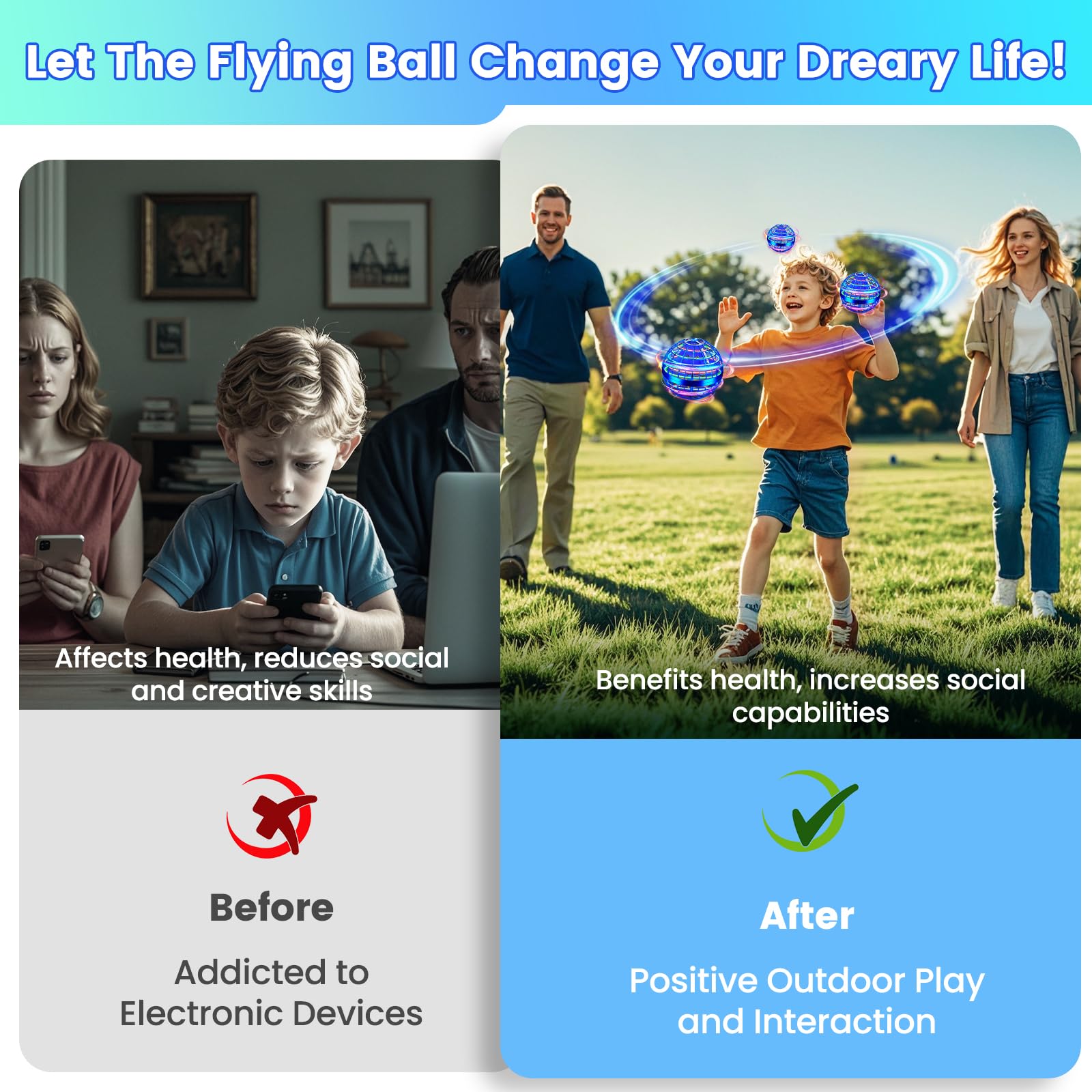 NWLAEWR Flying Orb Ball Toy soft shell safety for kids.