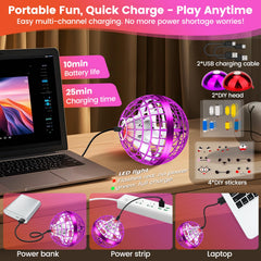 NWLAEWR Flying Orb Ball includes charging cable for quick play.