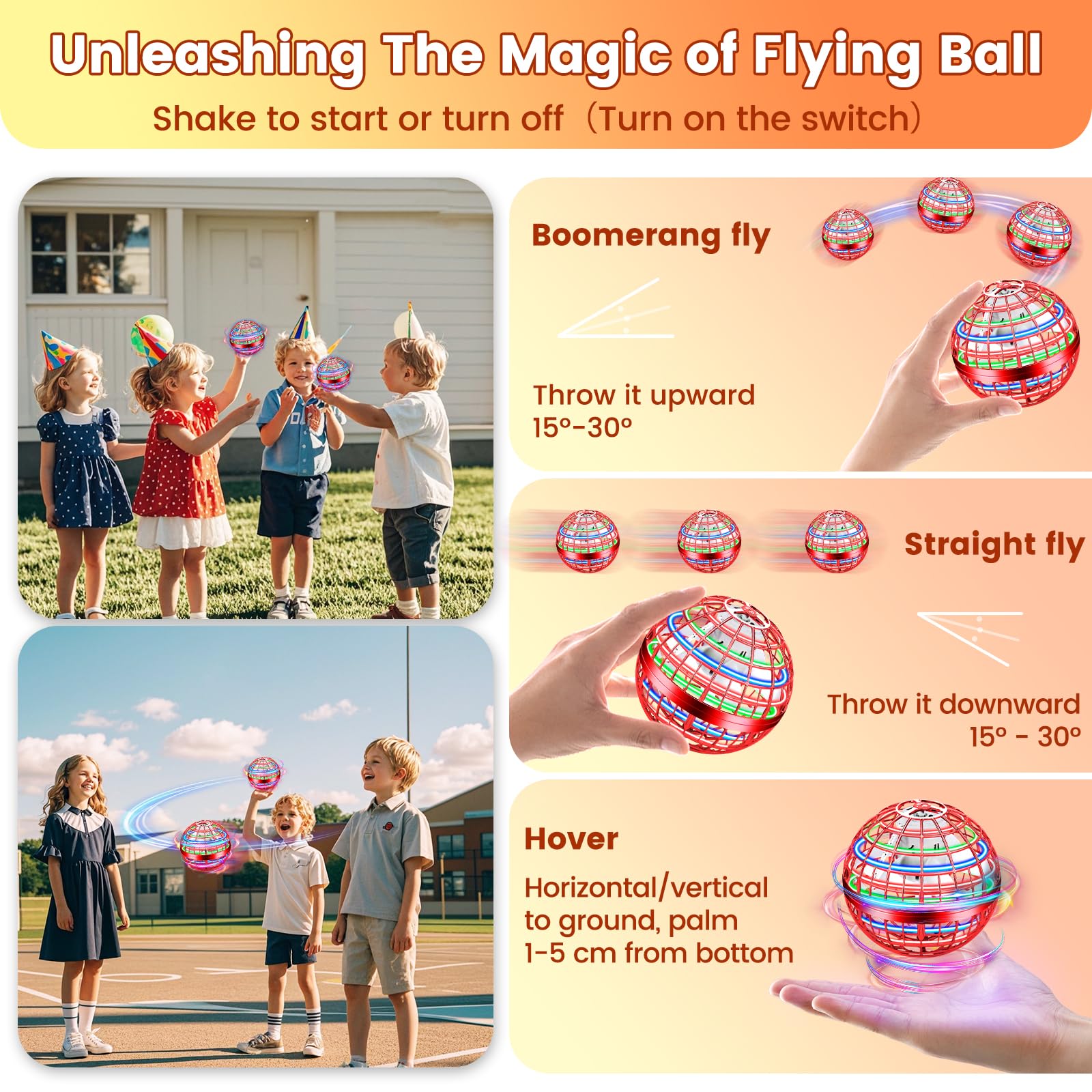 NWLAEWR Hand-control flying orb during a toss demonstrating easy control