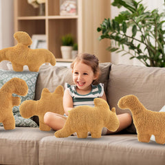 NXCHIZS dino nugget pillow enhances party decor for dinosaur themed events.