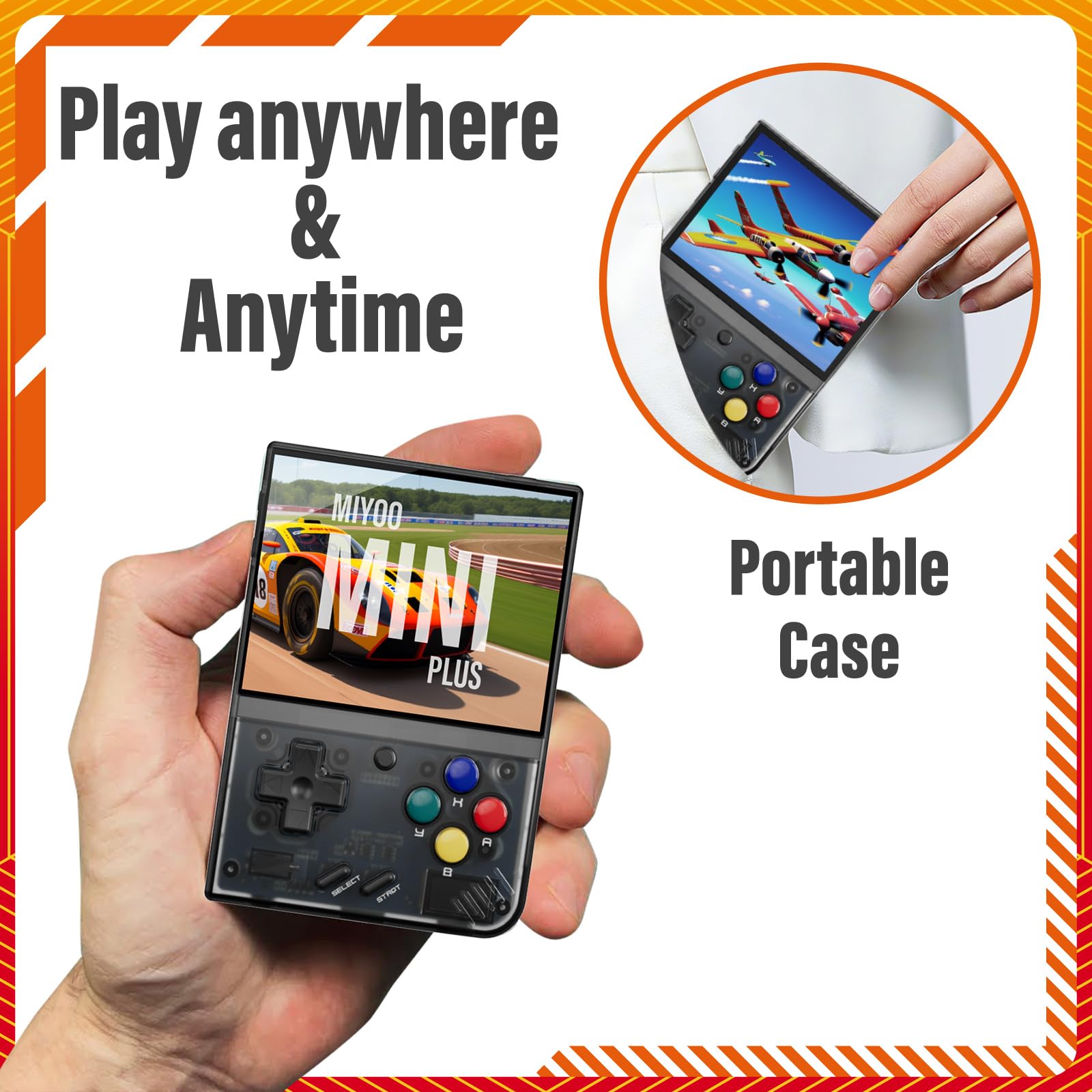 NxFree Miyoo Mini Plus compact handheld design for travel.