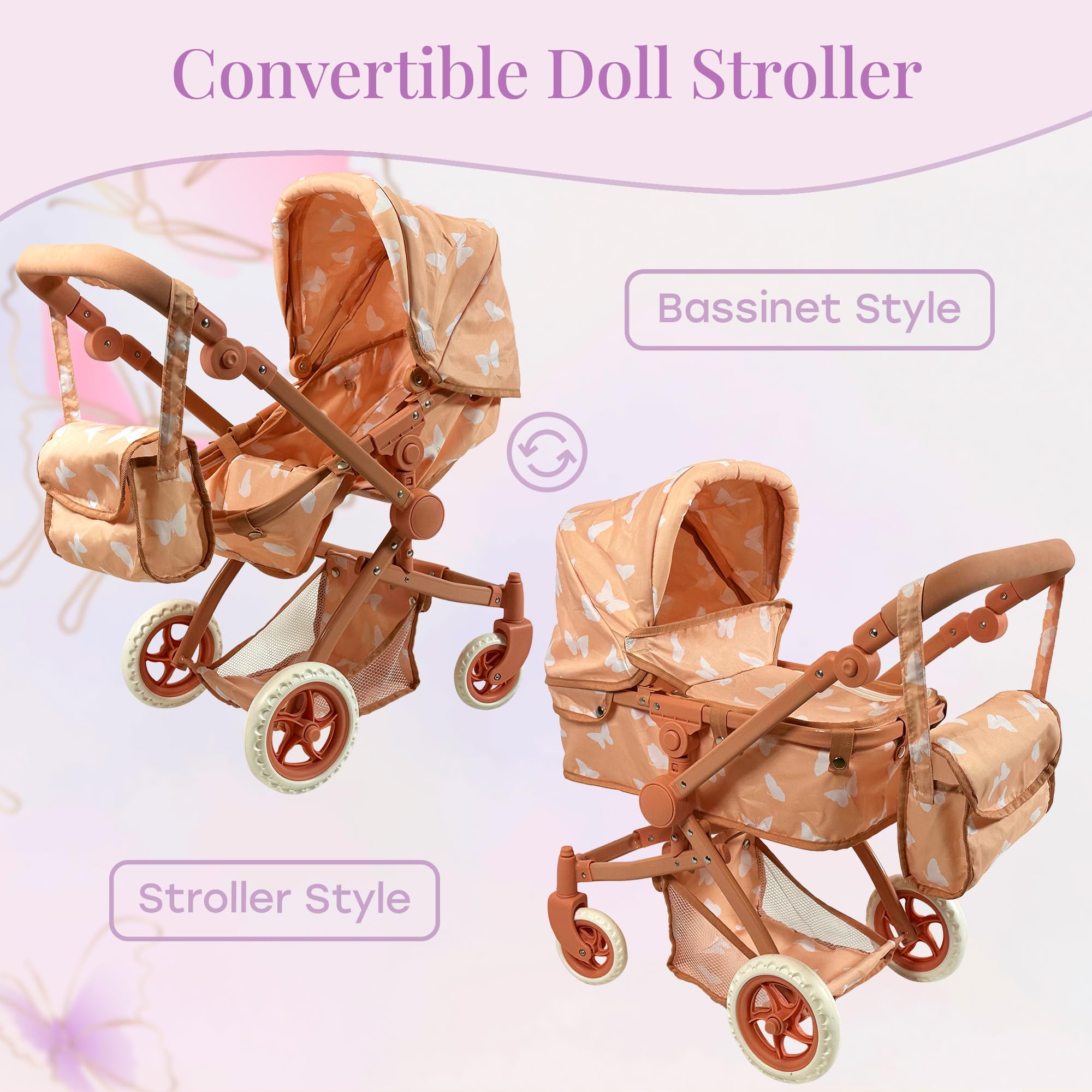 The New York Doll Collection compact folded stroller ready for storage