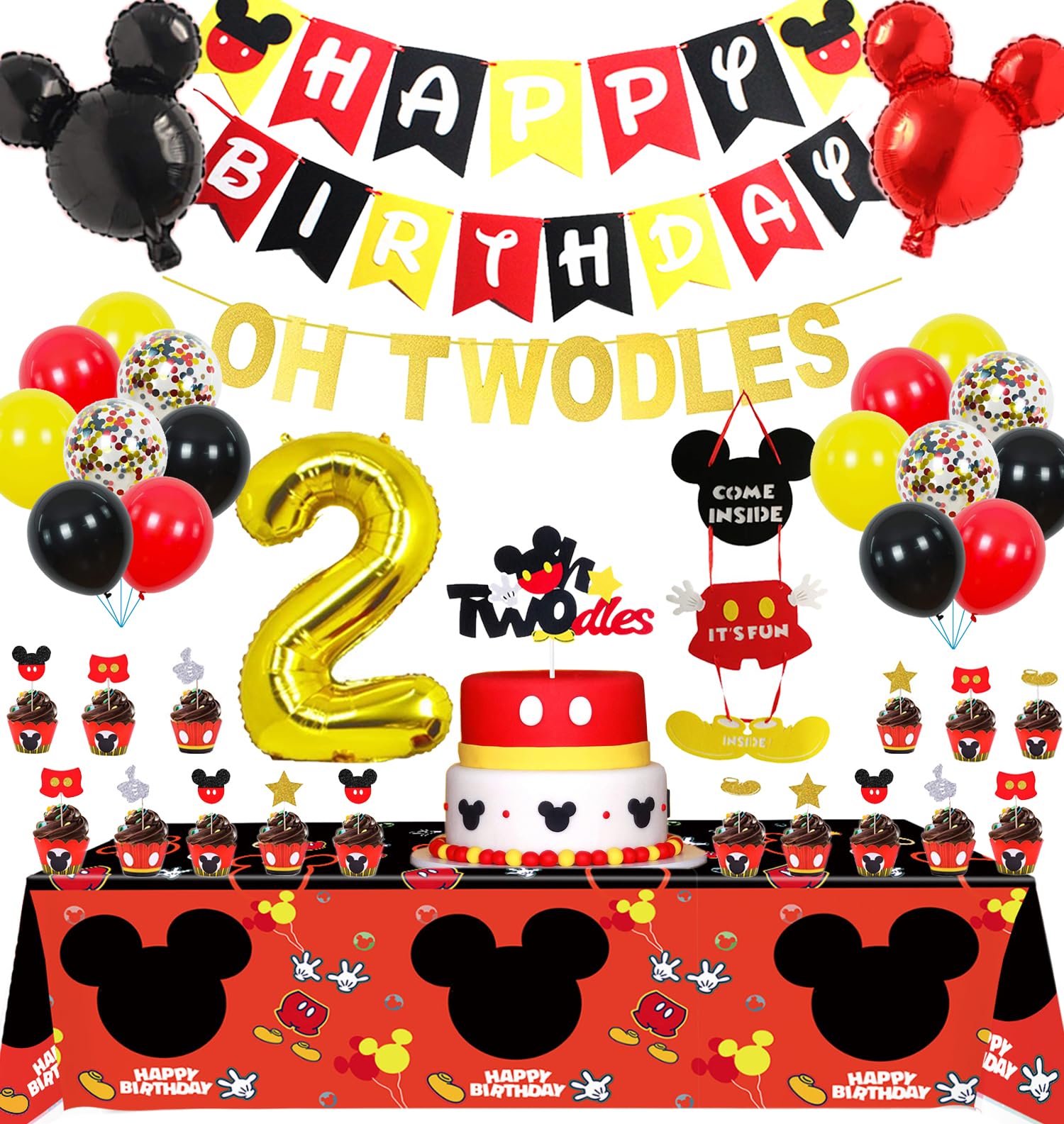 Nyhpar Mickey Twodles banner decor for bright photos and party backdrop.