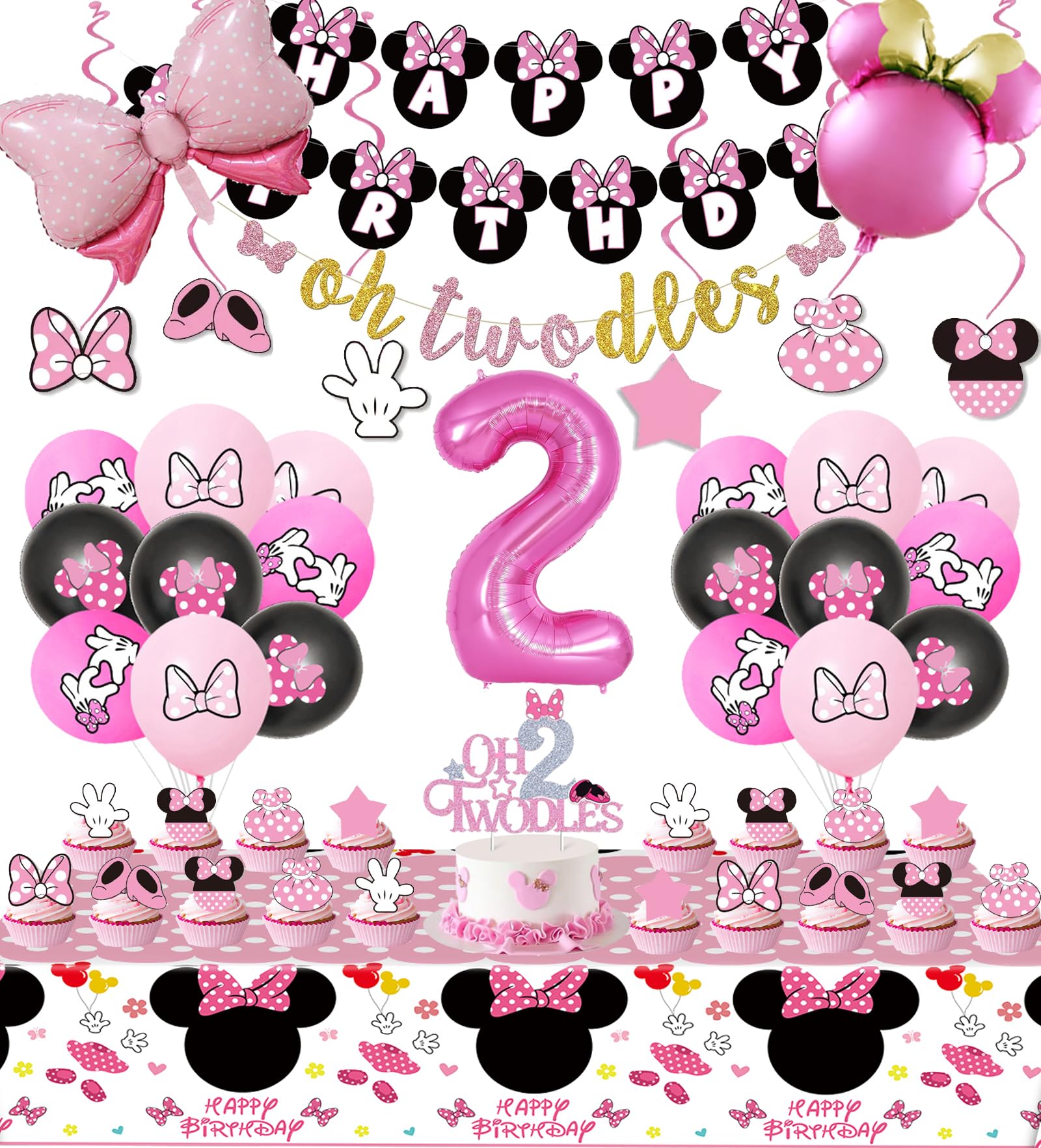 Nyhpar pink-mouse-banner: ideal photo backdrop for a cute birthday setup.