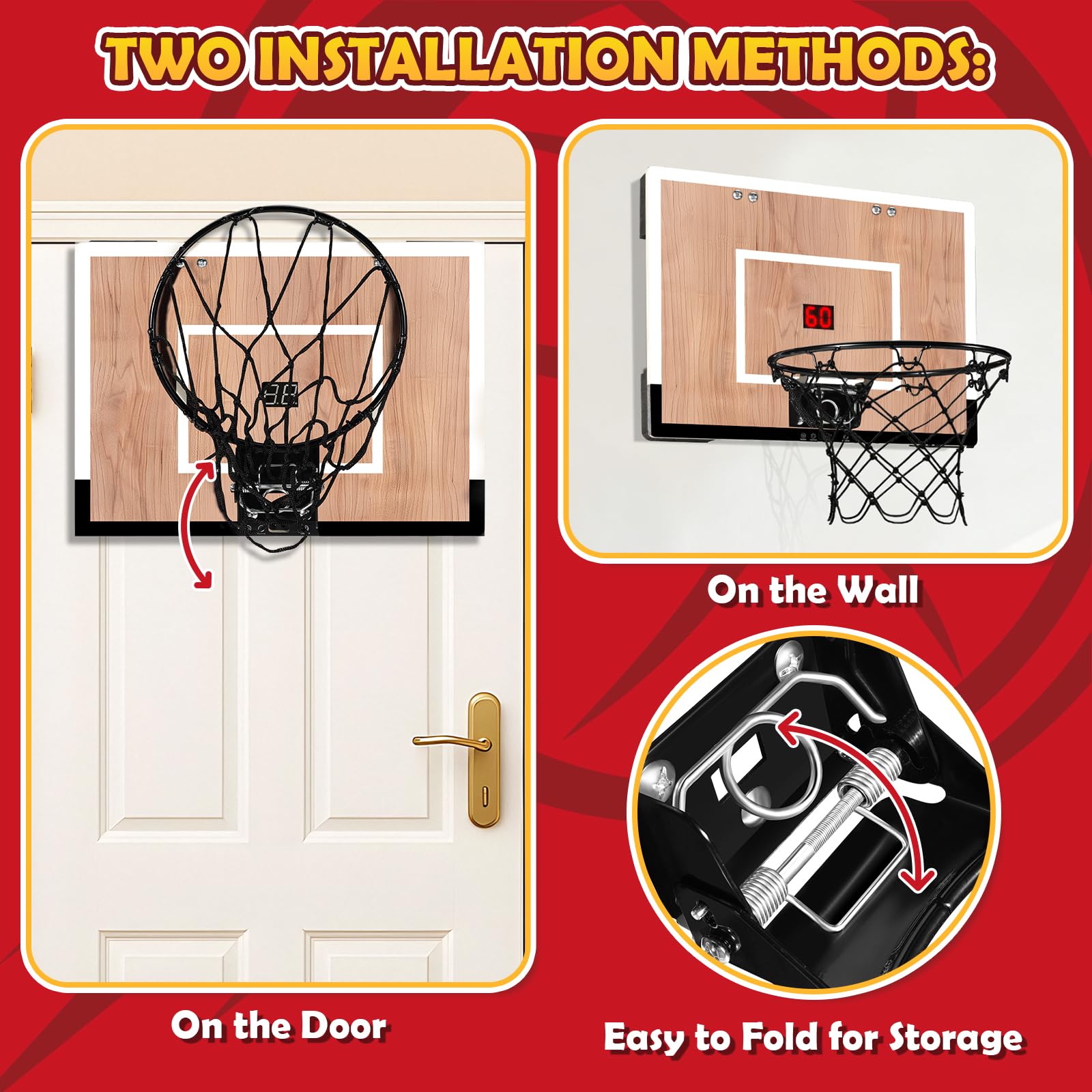 NZQXJXZ hoop mounted on wall or door for flexible setup