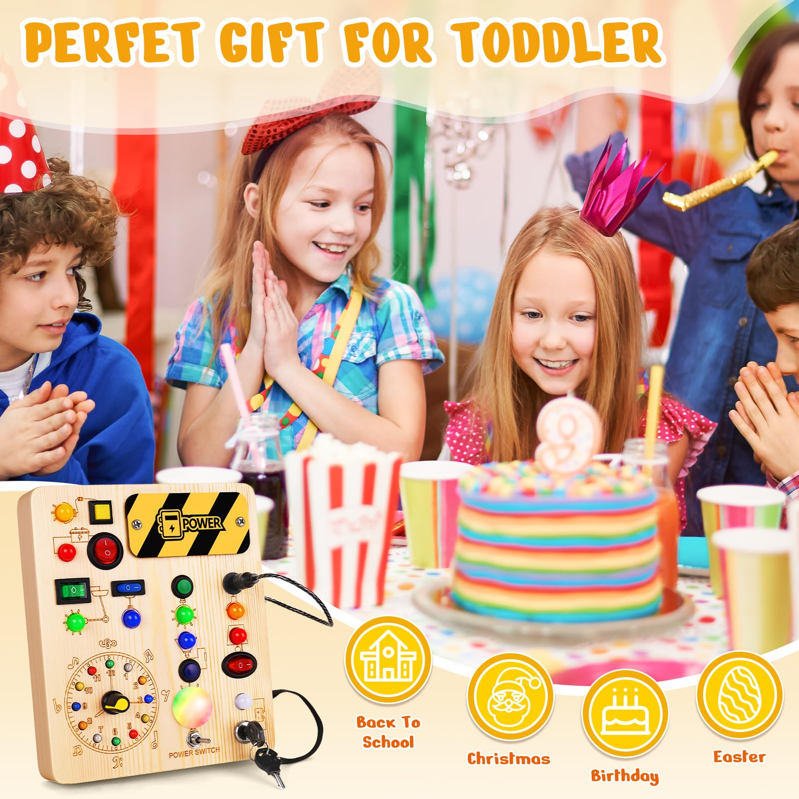 OAKJAR Busy Board on the go shows a compact design for travel sensory play.