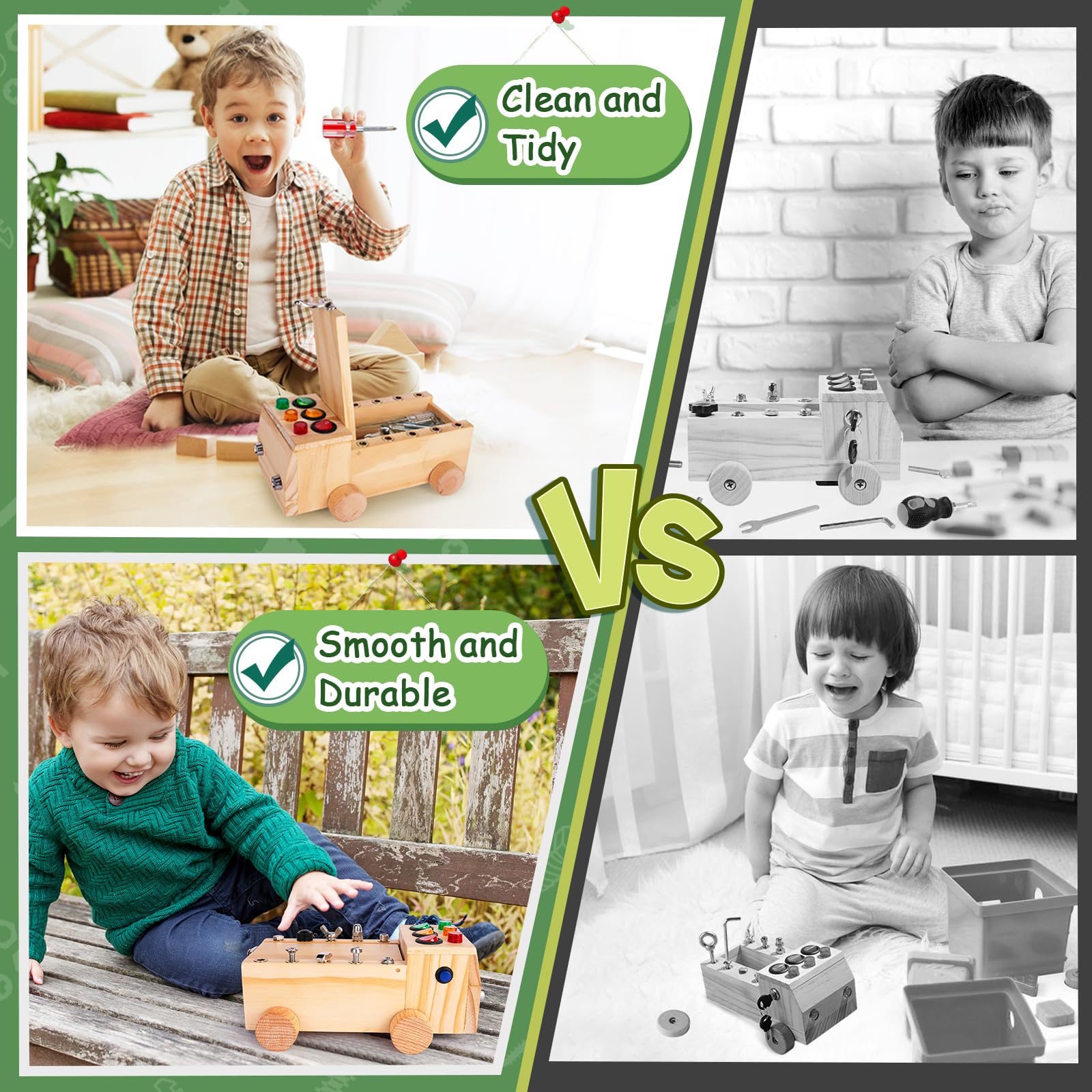 OAKJAR child-friendly activity board invites exploration and independent play.