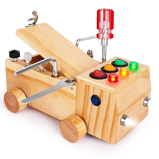 OAKJAR Montessori screwdriver busy board enhances fine motor skills through interactive play.