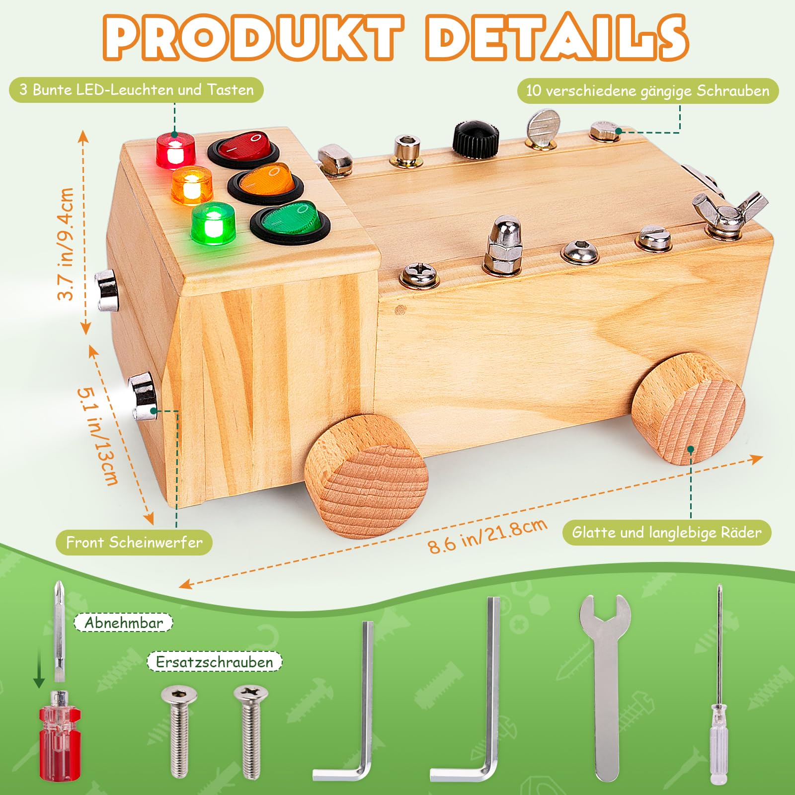 OAKJAR wooden sensory toy with bright LED lights for engaging exploration.
