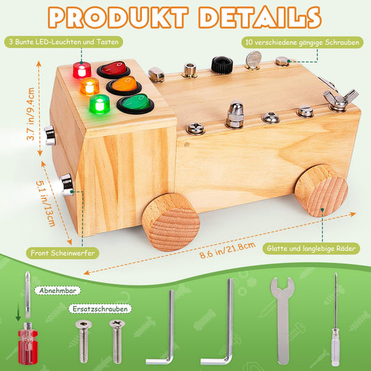 OAKJAR wooden sensory toy with bright LED lights for engaging exploration.