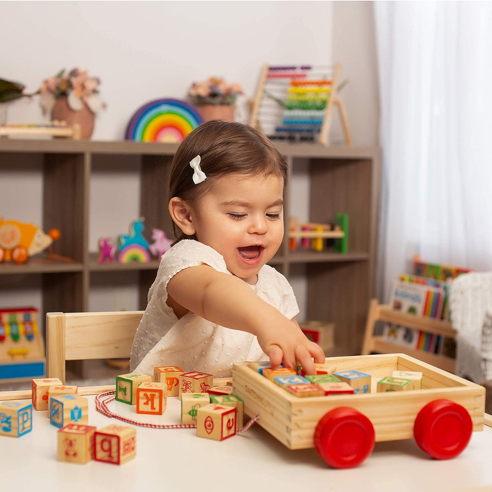 Oaktown Supply blocks measure 1.2 inches, designed for small hands to stack and balance