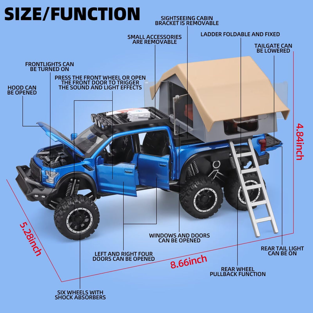 OANMYJJO F150 truck with open doors invites interactive storytelling and easy access for kids.