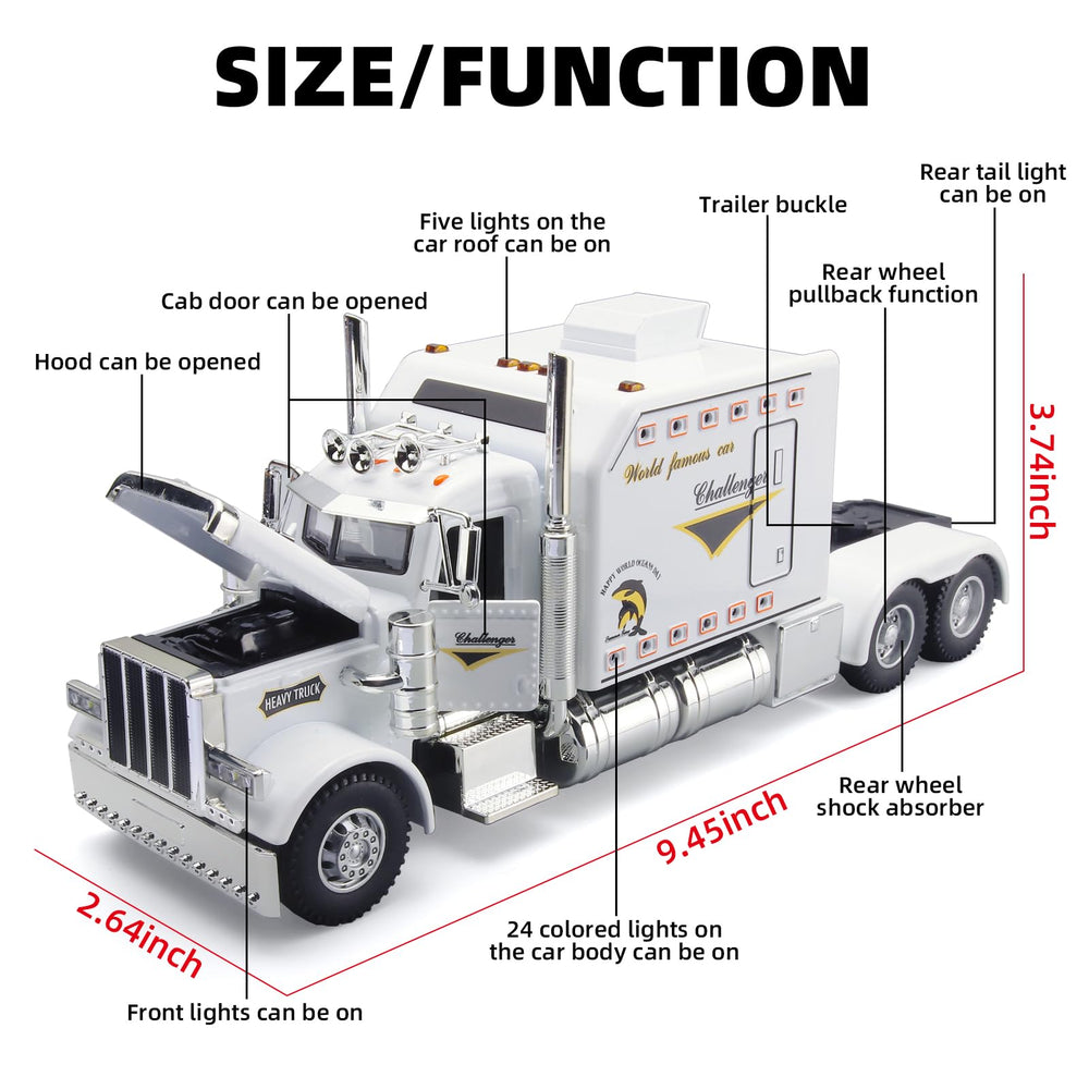 OANMYJJO metal diecast truck toy with sturdy zinc alloy construction.