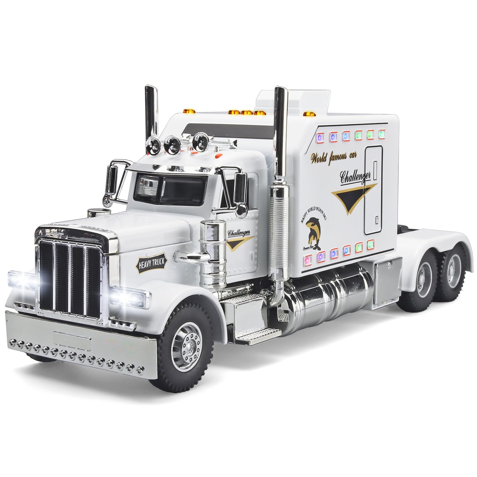 OANMYJJO 1:24 scale semi-truck model in white for lifelike play and display.