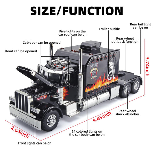 OANMYJJO tow truck toy rear lights light up for night stand display.