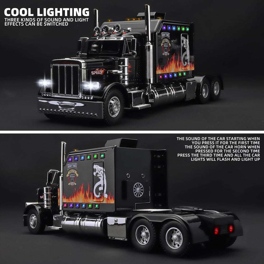 OANMYJJO 1:24 scale diecast truck showcases authentic details during collection.