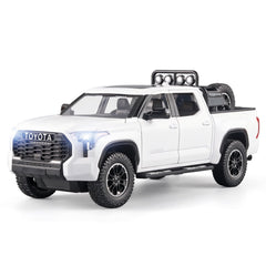 OANMYJJO White Tundra front view with bright lights for playtime realism.