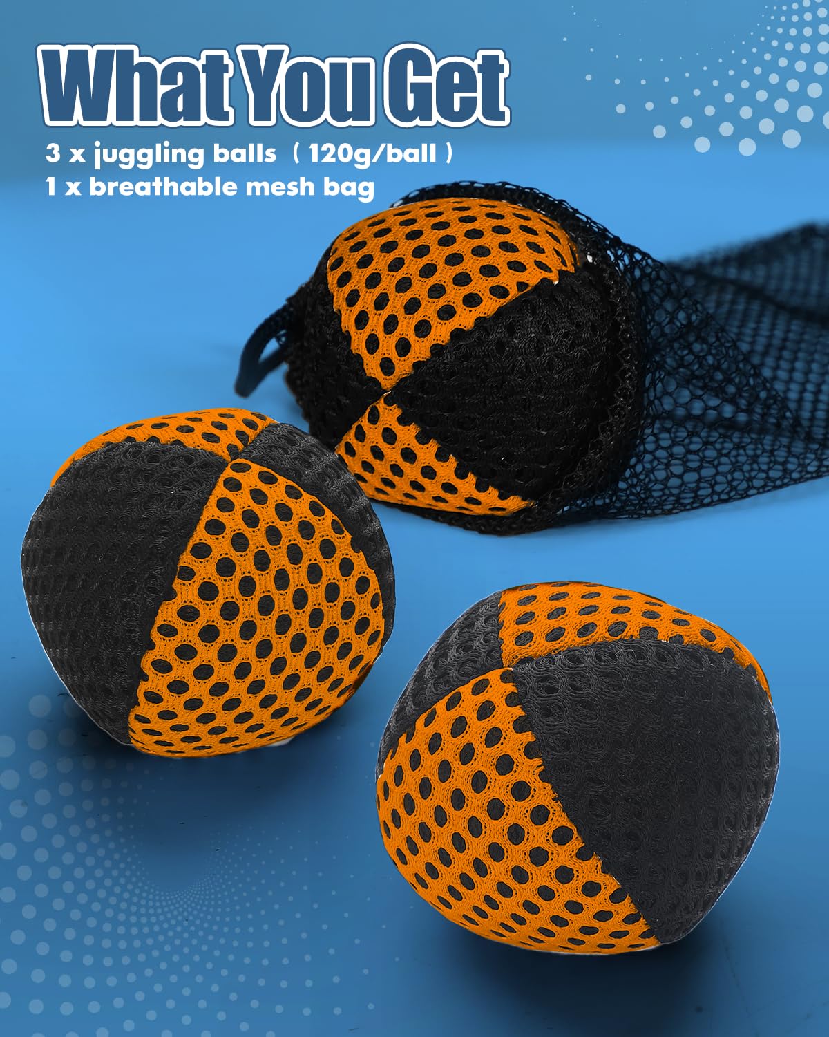 oazoxcx juggling balls 3-pack bright colors, enhanced visibility during throws