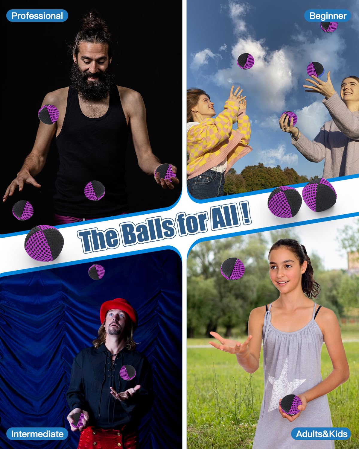 oazoxcx juggling balls diameter 2.4 inches for easy catching.