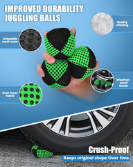 Oazoxcx juggling balls tucked in a sturdy jute bag for transport