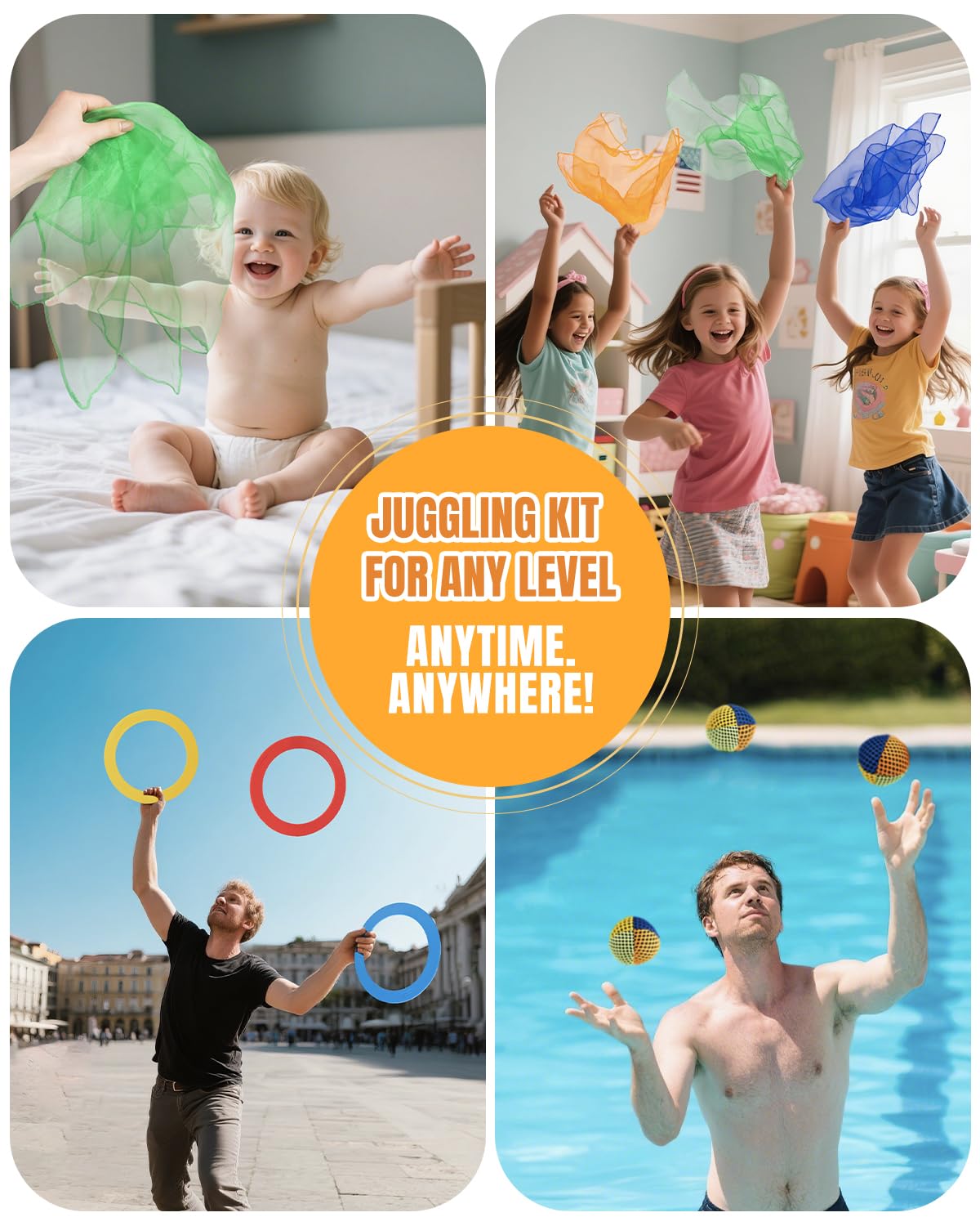 oazoxcx juggling kit colorful set features vivid colors for high visibility practice.